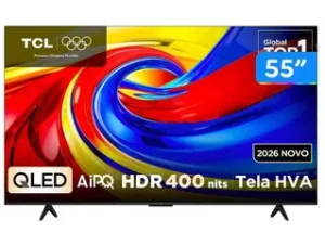 Smart TV TCL 55″ 4K UHD QLED P7L 120Hz VRR – Design Slim, Canais grátis, Tela HVA, HDR 10+, HLG, Google TV, TCL AI, Dolby Vision e Atmos – 55P7L