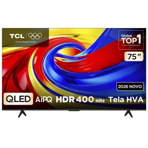 Smart TV TCL 75″ 4K UHD QLED P7L 120Hz VRR – Design Slim, Canais grátis, Tela HVA, HDR 10+, HLG, Google TV, TCL AI, Dolby Vision e Atmos – 75P7L