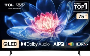 Smart TV TCL 75″ ADVANCED 4K QLED T6C 75T6C Wi-FI, HDR10, Google TV,Bluetooth,Dolby Atmos