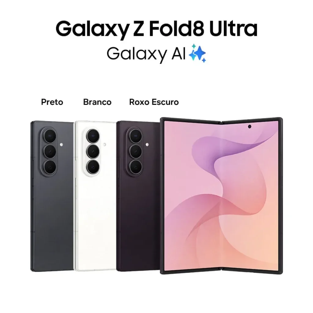 Smartphone Dobrável Samsung Galaxy Z Fold8 Ultra 512GB, 12GB RAM, Tela 8", Snapdragon 8 Elite Gen 5, Câm. Tras. 200MP+50MP e Frontal 10MP - SM-F976BZKXZTO