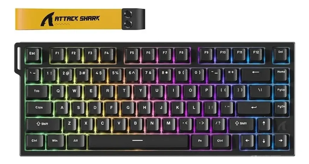 Teclado Magnético Com Fio Attack Shark R82 HE Rapid Trigger com Switch Magnético (Hall Effect), RGB, 8000Hz, Layout 75%, US, Preto