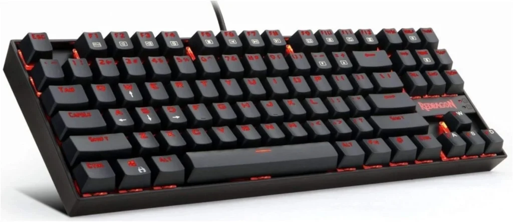Teclado Mecânico Gamer Redragon Kumara, Anti-Ghosting, LED Vermelho, Switch Outemu Brown, ABNT2, Preto - K552-2 (PT-BROWN)