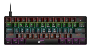 Teclado Mecanico R8 1037, RGB, ABNT2, Switch Azul, 61 Teclas, Preto