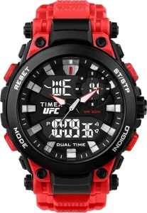 Timex Relógio masculino UFC Impact 50 mm – Caixa preta com mostrador preto e pulseira vermelha, Vermelho