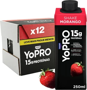 YoPRO Bebida Láctea UHT Morango – 15g de Proteínas, Líquido, Caixinha 250ml (12 unidades)