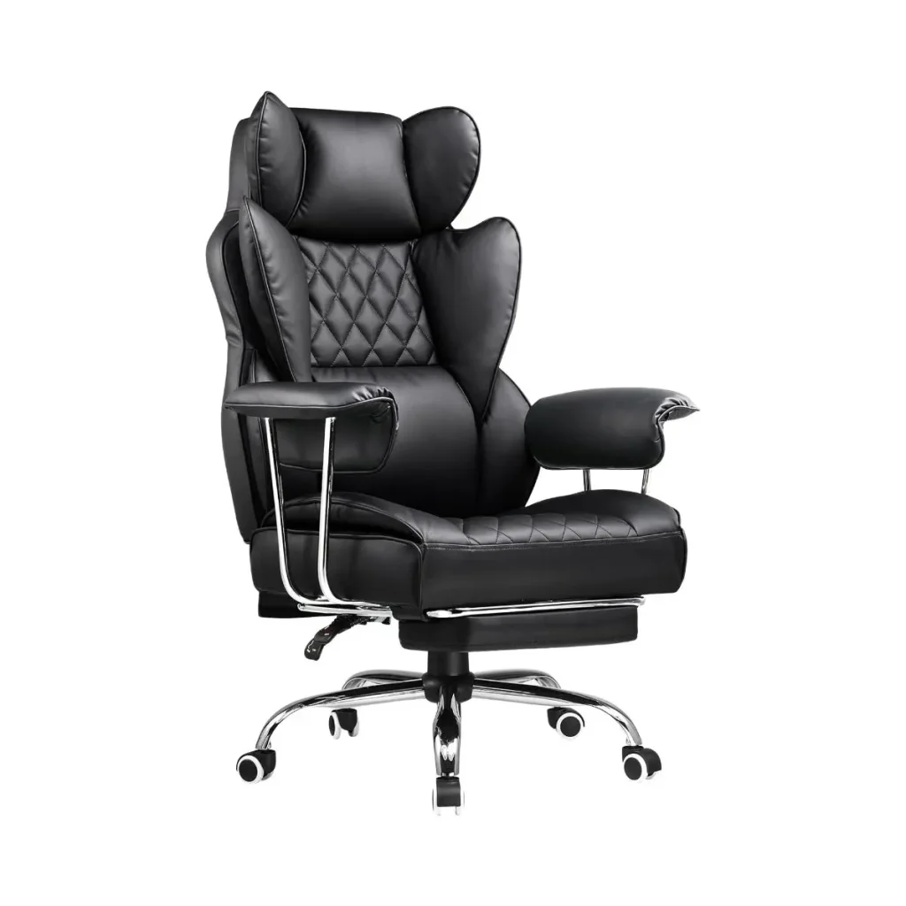 Cadeira de Escritório Poltrona Luxemburgo Gamer, Ergonômica, Couro Sintético, com Molas Ensacadas, Reclinável, Suporte Lombar, Apoio de Pés e Braços, Suporta até 200 kg, LuvinCo.