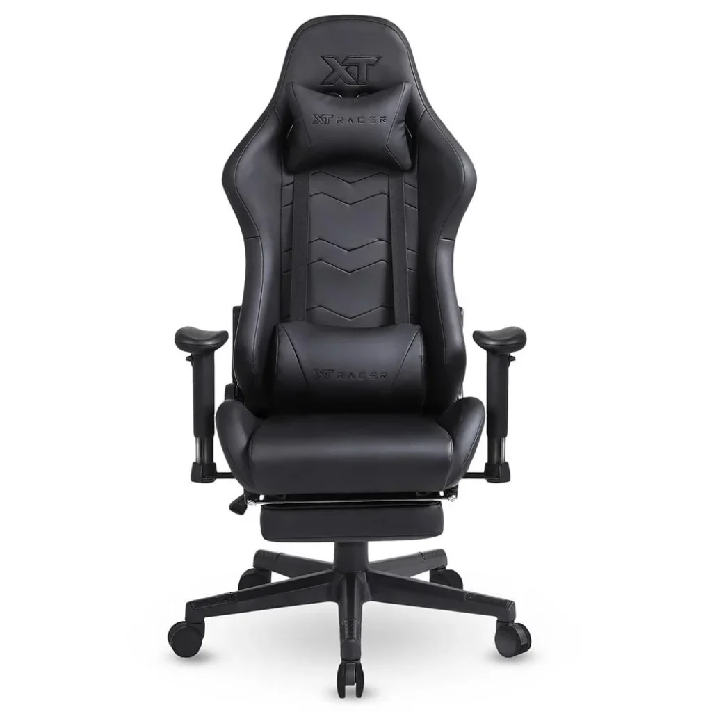 Cadeira Gamer XT Racer Speed Series, Até 120kg, Com Almofadas e Apoio de Pés, Reclinável, Descanso de Braço 2D, Preta – XTS190