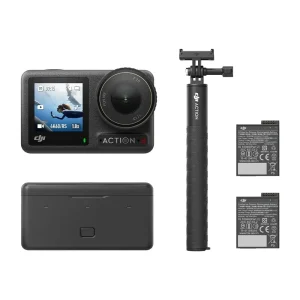Combo DJI Câmera Osmo Action 4 Adventure – 3 Baterias Extreme, Haste extensível, Adaptadores e Estojo de carregamento – DJI208