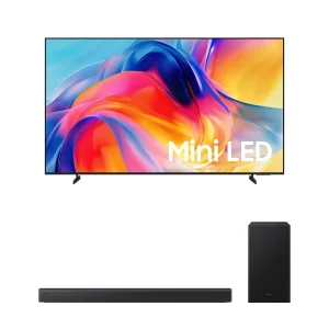 Combo Samsung Smart TV 75″ Mini LED 4K 75M75H + Soundbar Samsung 300W RMS, 2.1 Canais B450F