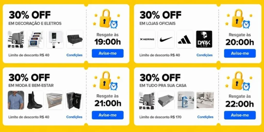 Cupons Mercado Livre 9.9 - 30% OFF em Diversas Categorias - Resgate hoje e use amanhã 00h