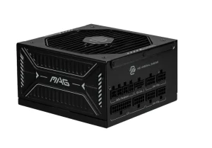 Fonte MSI MAG A1000GLS PCIE5 1000W, Modular, 80 Plus Gold, ATX 3.1, suporte GPU PCIe 5.1, suporte a GPU nativo 12V-2×6, conector bicolor 12V-2×6, ATX PSU