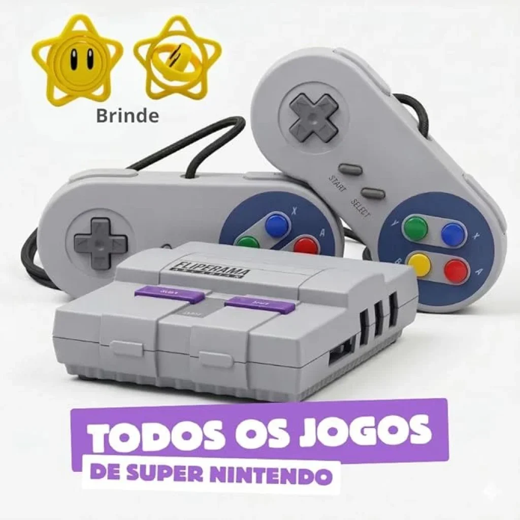 Game Retro Mini Super Snes+ 2 Controles + todos os Jogos de Snes Fliperama Arcadian