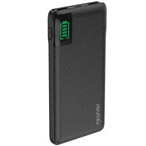 Geonav Power Bank, Carregador Portátil Universal 10.000mAh, 2 portas USB + 1 porta USB-C, Led Indicador de bateria, PB10KBK, Preto