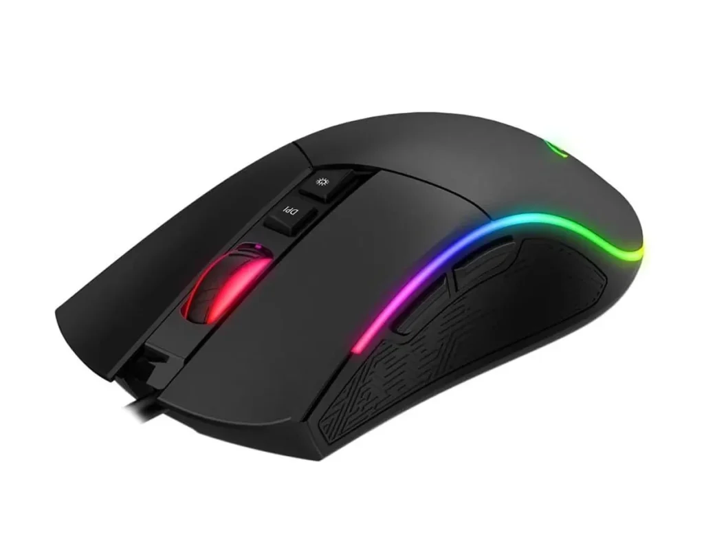 Havit Mouse Gamer MS1001S RGB Programável Macro, 7 Botões, 800-1600-2400-3200-4800-8000 DPI, USB, Design Ergonômico, Antiderrapante