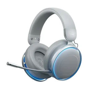 Headset Gamer Machenike GX60 Bluetooth 5.4, Som Surround 7.1, Drivers 53mm, Wireless 2.4Ghz 15ms, ANC -48dB, Bateria 98hrs, LED Azul Gelo – Cinza