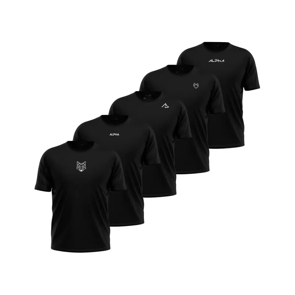 Kit 5 Camisetas Alpha Co All Black