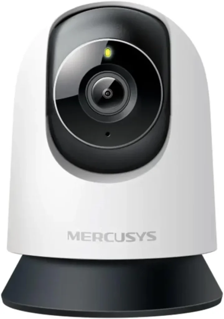 Mercusys MC210 Câmera de Segurança Wi-Fi Interna 2K 3MP, Rotação 360°, Visão Noturna até 12 m, Detecção de Pessoas e Movimento, Áudio Bidirecional, Alexa e MicroSD até 512 GB