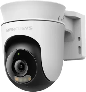 Mercusys MC510 Câmera de Segurança Wi-Fi Externa 2K 3MP, Rotação 360°, Visão Noturna Colorida, Detecção de Pessoas e Rastreamento de Movimento, IP65, Áudio Bidirecional, Alexa e MicroSD até 512 GB