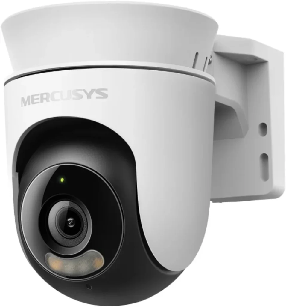 Mercusys MC510 Câmera de Segurança Wi-Fi Externa 2K 3MP, Rotação 360°, Visão Noturna Colorida, Detecção de Pessoas e Rastreamento de Movimento, IP65, Áudio Bidirecional, Alexa e MicroSD até 512 GB