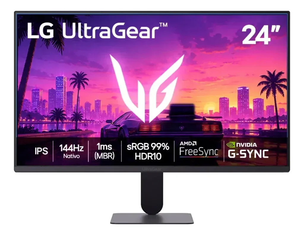 Monitor Gamer LG UltraGear 24", FHD, IPS, 144Hz, 1ms (MBR), NVIDIA G-SYNC, AMD FreeSync, HDR10, 99% sRGB - 24G411B-B