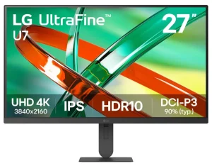 Monitor LG UltraFine 27” 4K UHD, IPS, HDR10, 90% DCI-P3, 60Hz, 5ms (GtG), Super Resolution+, HDMI, DisplayPort, Preto – 27U711B