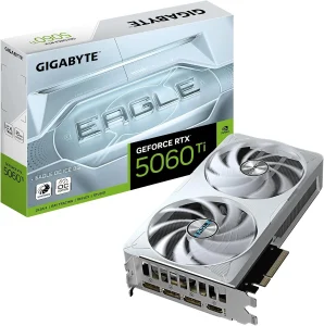 Placa gráfica Gigabyte GeForce RTX 5060 Ti EAGLE OC ICE 8G – 8GB GDDR7, 128bit, PCI-E 5.0, 2617MHz Core Clock, 3 DisplayPort, 1 x HDMI, GV-N506TEAGLEOC ICE-8GD