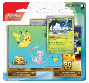 Pokémon TCG, Celebração de 30 anos – Blister Triplo com Adesivo Pokémon Exeggutor – 19 cartas