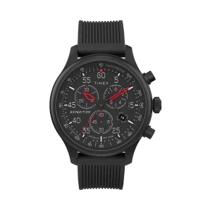 Relógio Analógico Masculino Timex Expedition Field Chronograph de 43 mm | Luz de fundo INDIGLO | Pulseira ajustável durável e confortável | Relógio robusto para uso externo | Resistência à água de 100