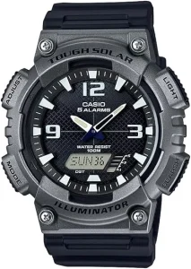 Relógio Casio Série AQS800W, Analógico-Digital, Resistente à água até 100 metros Energia solar, Cronômetro de 1/100 de segundo, Indicador do dia da semana em 6 idiomas, Temporizador de contagem regressiva, Luz LED, Alarmes múltiplos