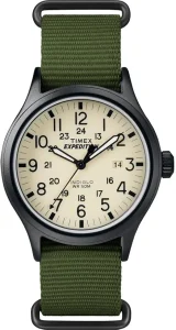 Relógio Masculino Timex Expedition Scout de 40 mm – Caixa Preta e Mostrador Natural com Pulseira de Couro Verde
