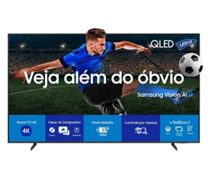 Samsung Vision AI TV 55″ QLED 4K QEF1 2025, True QLED, Pontos Quânticos, Q4 Processador com AI, Art Store, Alexa – QN55QEF1AGXZD