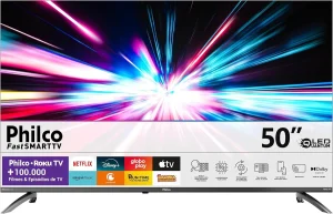 Smart TV 50” Philco 4K LED HDR10, Processador Quad Core Roku TV Dolby Audio – P50CRB