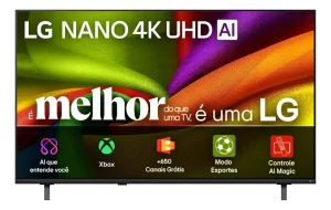 Smart TV LG 4K 85″ NANO UHD AI NU855 2026 – Canais grátis, Processador α7 Ger9, HDR10, Xbox, AI Search, Google Gemini, webOS 26 – 85NU855BPSA