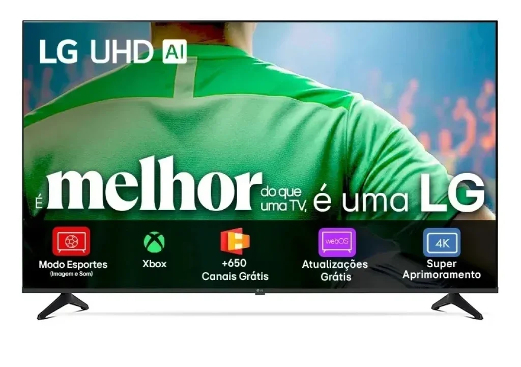Smart TV LG 65″ 4K UHD UA75 – Canais grátis, Processador IA α7 Gen8, 4K Super Upscaling, Controle com Botão IA, webOS 25 – 65UA7500PSA