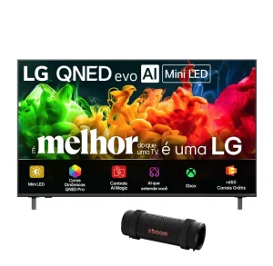 Combo LG Smart TV 75″ 4K Ultra HD QNED evo Mini LED AI (2026) – Canais grátis, Xbox, AI Hub, Dynamic QNED Color Pro, HDR10 / HLG, WebOS 26, Dolby Atmos – 75QNED80BSG + Caixa de som LG XBOOM Grab 30W