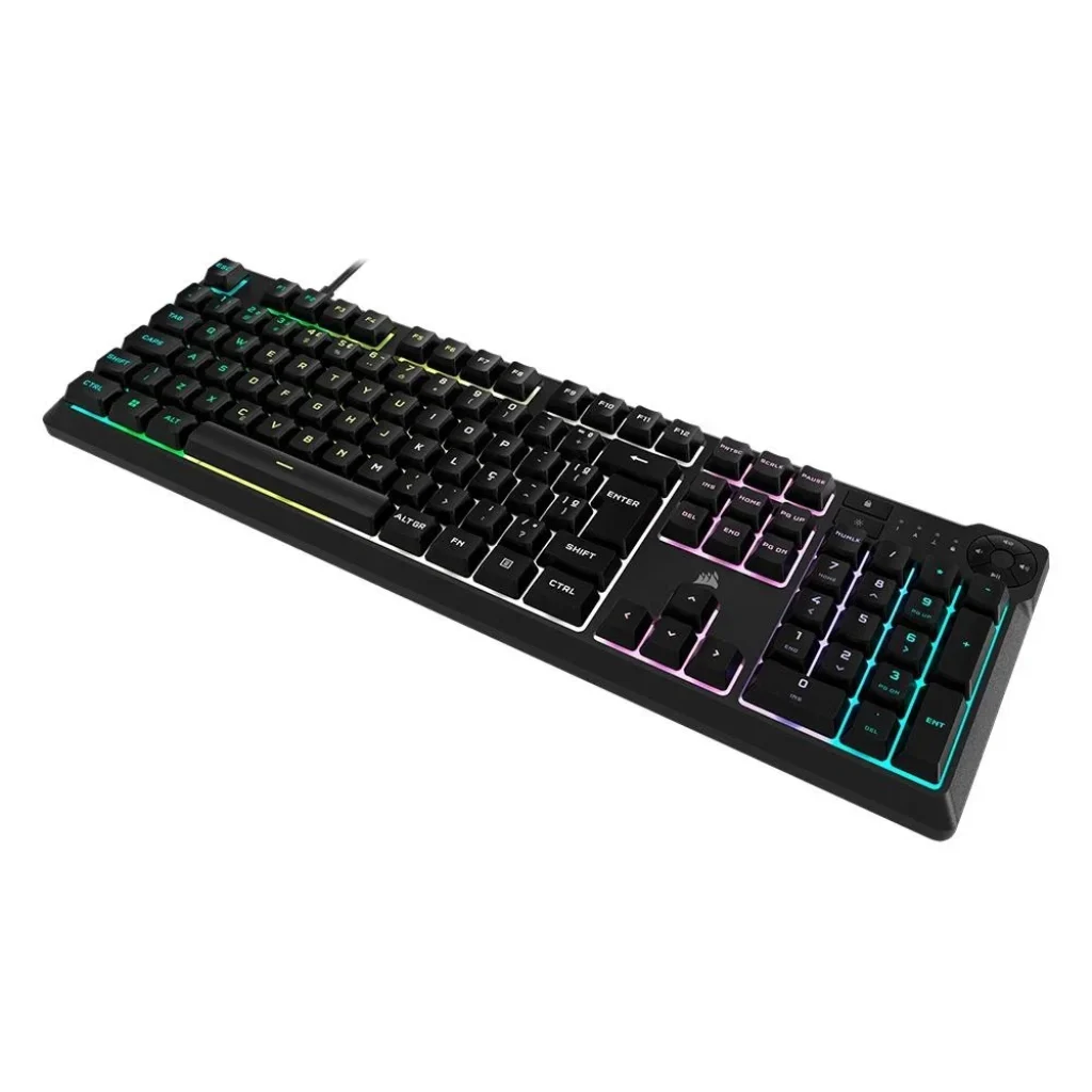 Teclado Gamer Corsair CORE K55 RGB, iCUE, RGB, Multimídia, USB, Preto - CH-9226C65-BR