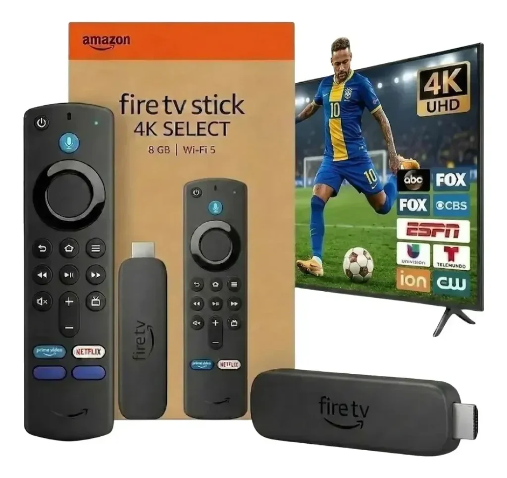 Amazon Fire TV Stick 4K Select - Streaming com HDR10+ e suporte a Wi-Fi 6 e Bluetooth 5.2 - Com Alexa e Comandos de TV
