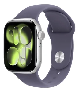 Apple Watch Series 11 GPS, O parceiro ideal para cuidar da sua saúde – Caixa em alumínio preto brilhante de 42 mm – Pulseira esportiva preta