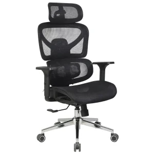 Cadeira de Escritório Dr. Office Fluence, Mesh, 3D, Ajustável, Até 120kg, Massagem Lombar, Preta, DR-CH-RFR3DBF