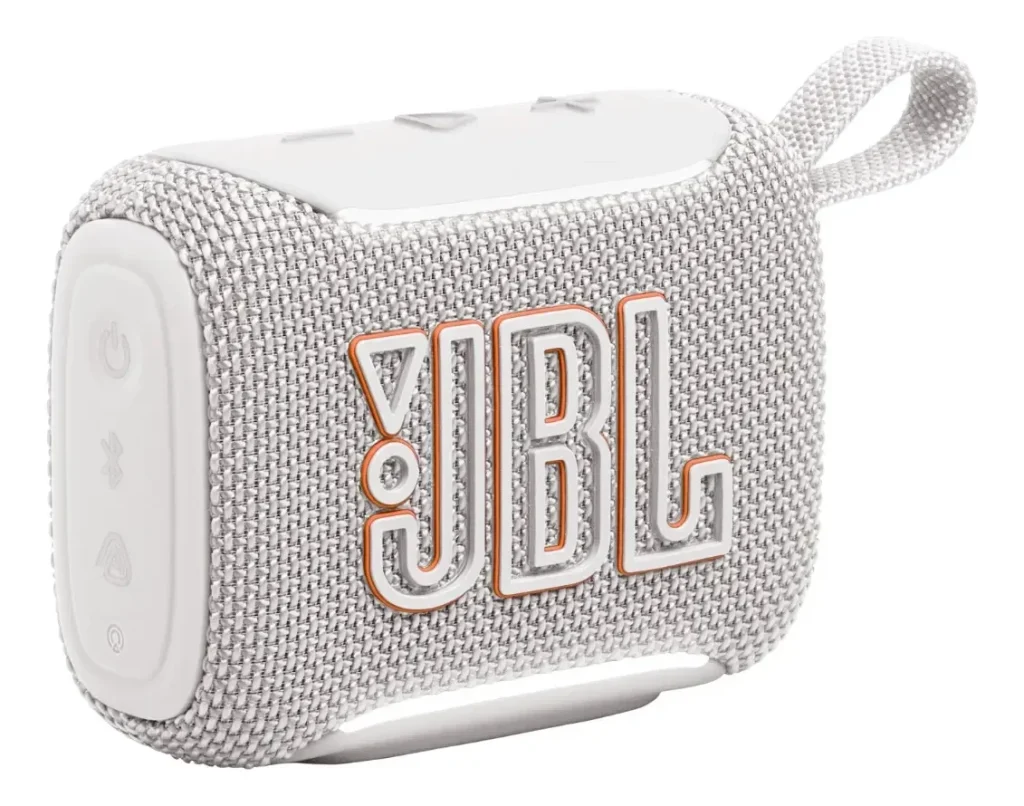 Caixa de Som JBL Go 5 Bluetooth, 4,8W RMS, Portátil, Auracast, Bateria até 10h, À Prova D'água e Poeira, IP67, Branca - JBLGO5WHTBR