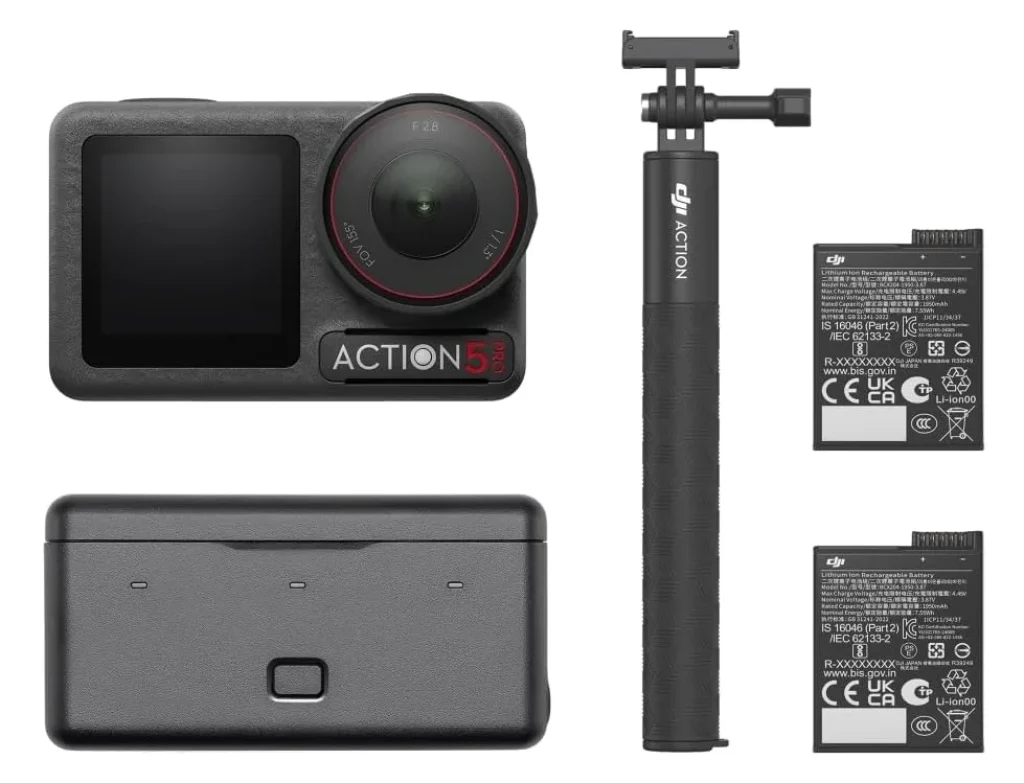 Câmera DJI Osmo Action 5 Pro Adventure Combo BR - 48 MP, 2 telas OLED, Estabilização avançada HorizonSteady 360°, Supercâmera lenta, 2x Baterias Extra, Hub e Extensor - DJI213