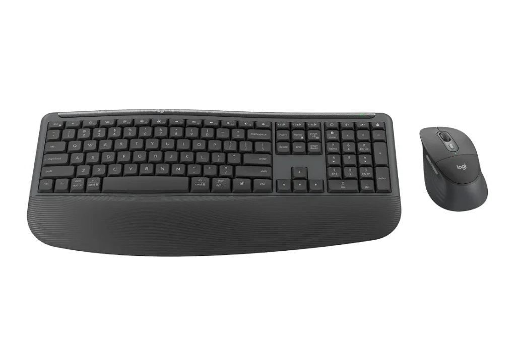 Combo Teclado e Mouse Sem Fio Logitech Signature MK880 Comfort Plus, Com Apoio Acolchoado Para Mãos, Cliques Silenciosos, Bluetooth, Tamanho Padrão, Compatível com Windows, macOS, Layout US - Grafite