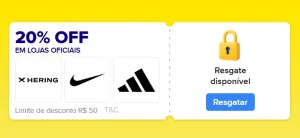 Cupom Mercado Livre 20% OFF em Lojas Oficiais, Limitado a R$50 – 10.10 – Resgate hoje e use amanhã 00:00