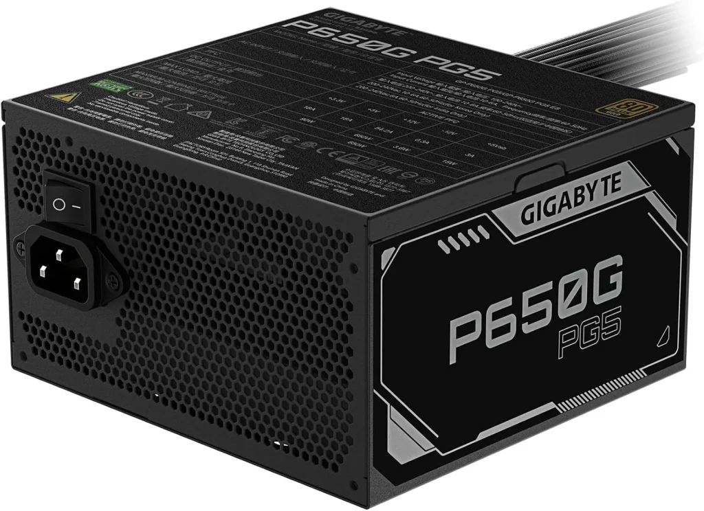 Fonte Gigabyte P650G PG5, 650W, 80 PLUS Gold, PFC Ativo, Preto - 28200-P65G5-1CBRR