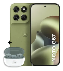 Kit Smartphone Motorola Moto G67 5g 256gb Verde + Moto Buds 2 Cinza