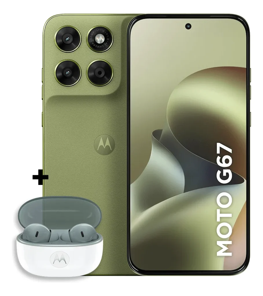 Kit Smartphone Motorola Moto G67 5g 256gb Verde + Moto Buds 2 Cinza