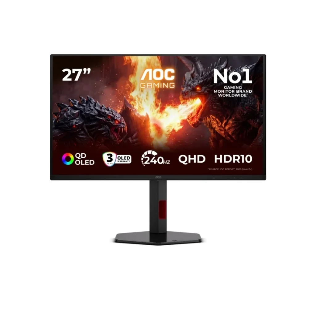 Monitor Gamer AOC Agon 27", QHD, QD-OLED, 240Hz, 0.03ms, HDR10, G-Sync, Hub USB, Preto - Q27G4ZDR