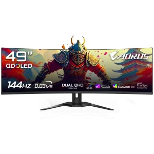 Monitor Gamer Gigabyte AORUS QD-OLED 49″, DQHD, 144Hz, 0.03ms, FreeSync Premium Pro, HDR 400, Altura Ajustável, Som Integrado – CO49DQ-SA