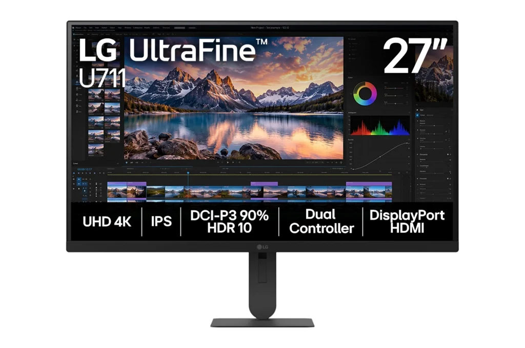 Monitor LG UltraFine™ U711 UHD 4K 27", IPS, HDR10, 90% DCI-P3, Dual Controller, HDMI, DisplaPort, Preto – 27U711B