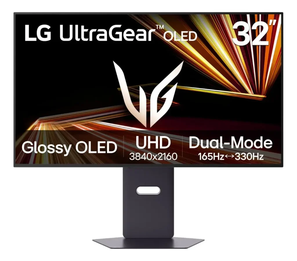 Monitor LG UltraGear™ OLED 32" Glossy 4K Dual Mode, 330Hz FHD, 165Hz UHD, 0.03ms (GtG), Vesa Adaptive-Sync, NVIDIA G-SYNC, AMD FreeSync Premium Pro, DisplayHDR True Black 400 & DCI-P3 98.5% - 32GX850A-B